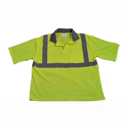Petra Roc Inc Petra Roc LPSS2 Class 2 Moisture Wicking Polo Shirt Short, Lime, 2XL LPSS2-2X